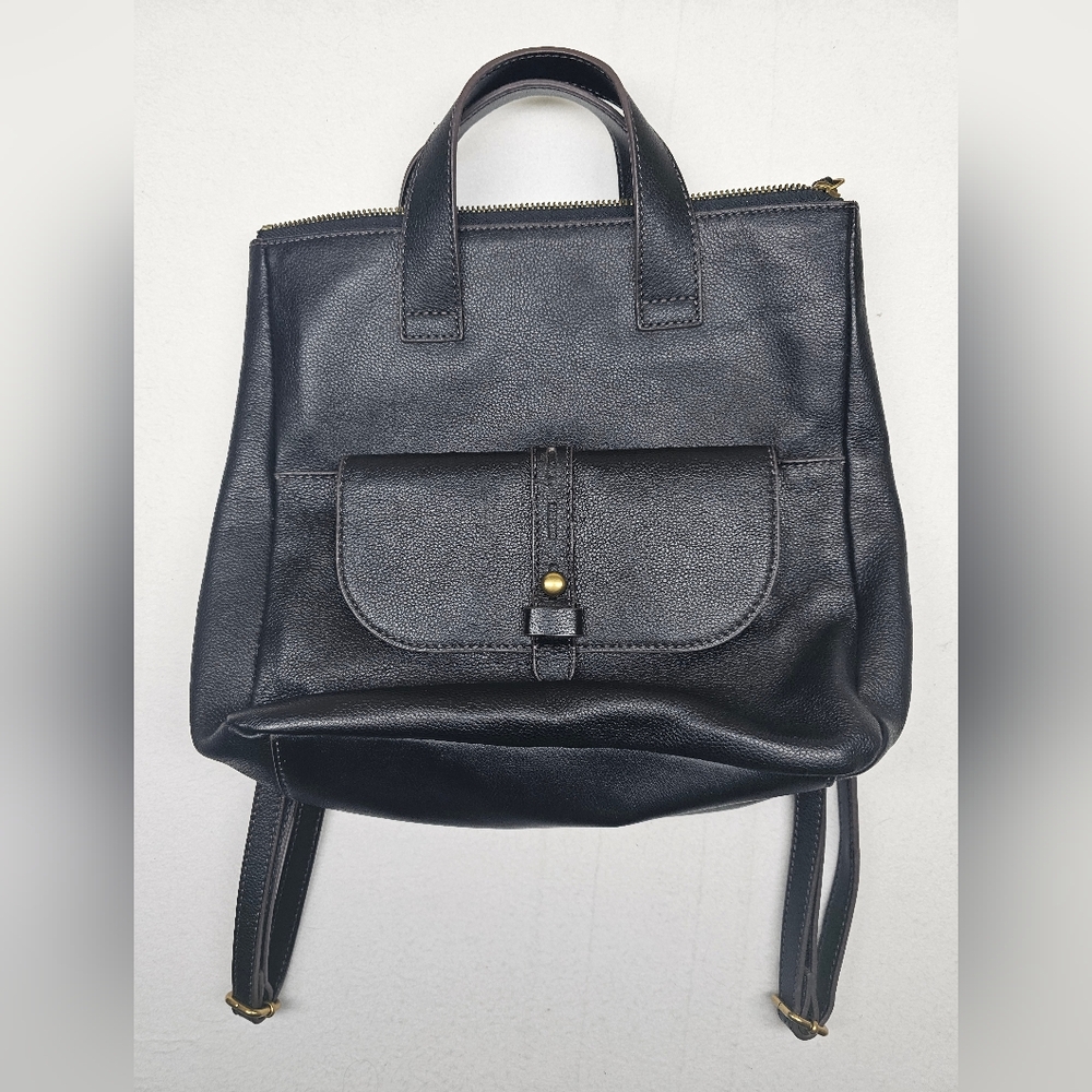 Fossil Black Leather Backpack